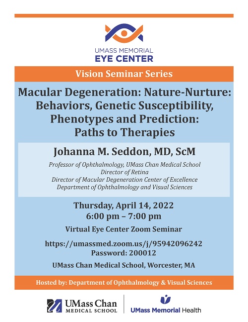 Macular Degeneration: Nature-Nurture: Behaviors, Genetic Susceptibility, Phenotypes and Prediction: Paths to Therapies