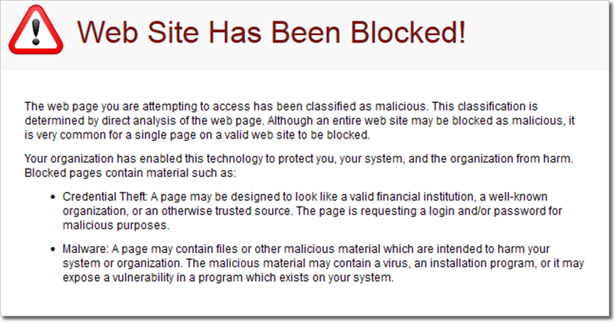 Proofpoint URL Defense Block Page
