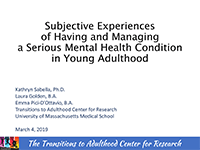 Subjective Experiences of Having and Managing a Serious Mental Health Condition in Young Adulthood | Cheer study thumbnail