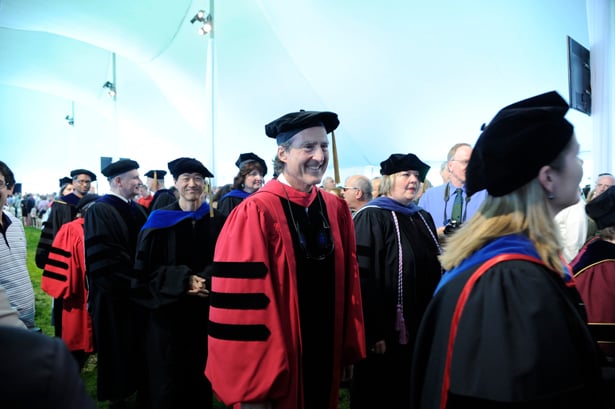 Nobel Laureate Craig C. Mello, PhD, processes with the faculty hooders.