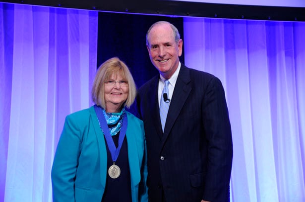 Karen Green, MD, recipient of the 2014 Chancellor’s Medal for Distinguished Clinical Excellence, with the Chancellor