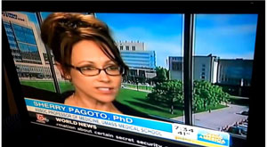 Sherry Pagoto, PhD, on Good Morning America, discussing her new study on the wide accessibility of tanning beds on or near college campuses.