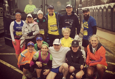 From 2015: Thin Hom Aung (second row, right) was one of six runners on the UMass ALS Cellucci Fund Boston Marathon team. She is pictured with fellow marathon runners from the Central Mass Striders.