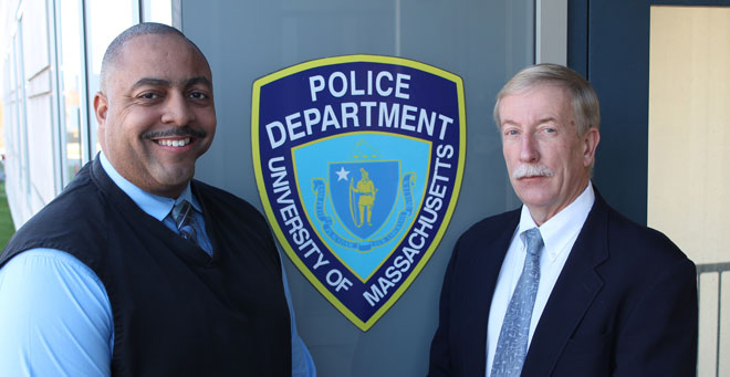 Newly appointed UMMS Deputy Chief of Police C. Leon Pierce (left) with Chief of Police John Luippold