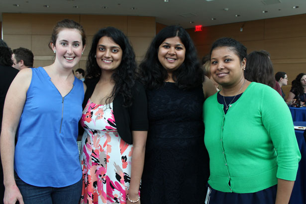 From left, students Rebecca Riding, Shiuli Agarwal, Neha Diwanji and Revati Darp at the reception.