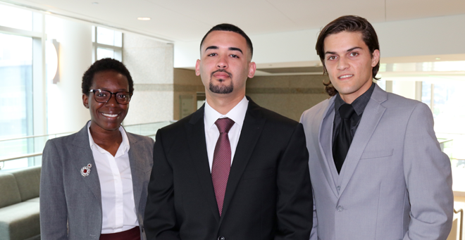 2017 Summer Undergraduate Research Program participants (from left) Fayola Levine, Jake Carrasquillo Rodriguez and Austin Taylor