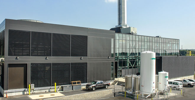 Exterior of the Power Plant at the UMass Medical School Worcester campus