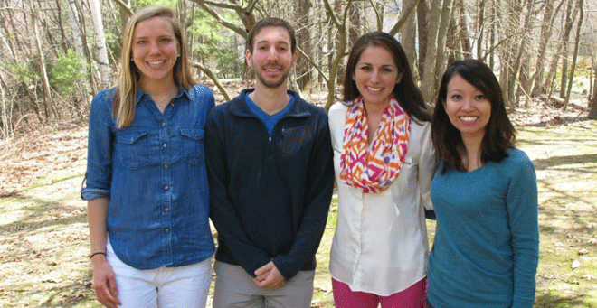 Left to right are 2015-16 Schweitzer Fellows Blair Robinson, Joshua Kolikof, Gianna Wilkie and Adrianna Nava.