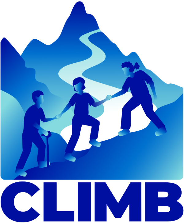 logo depicting individuals assisting one another up a hillside