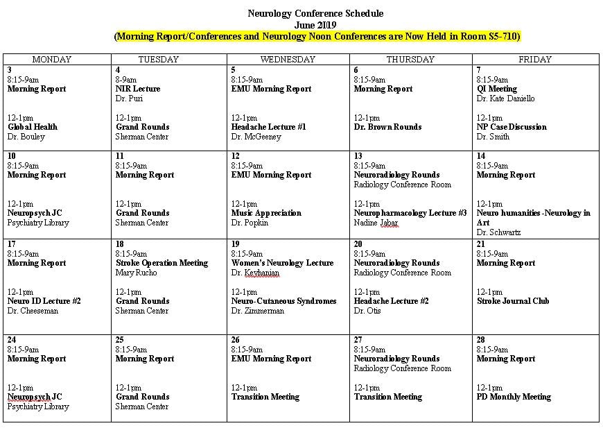June 2019 Resident Lectures