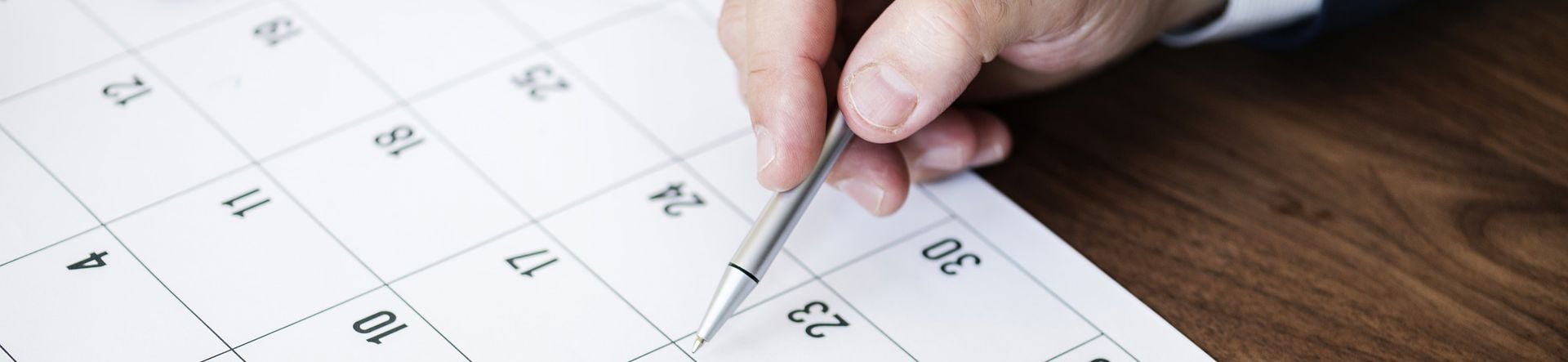 Close up of calendar page