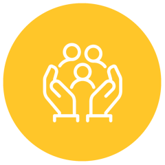 hands wrapped around three persons in a circle png