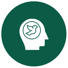 bird in a human head in a circle png