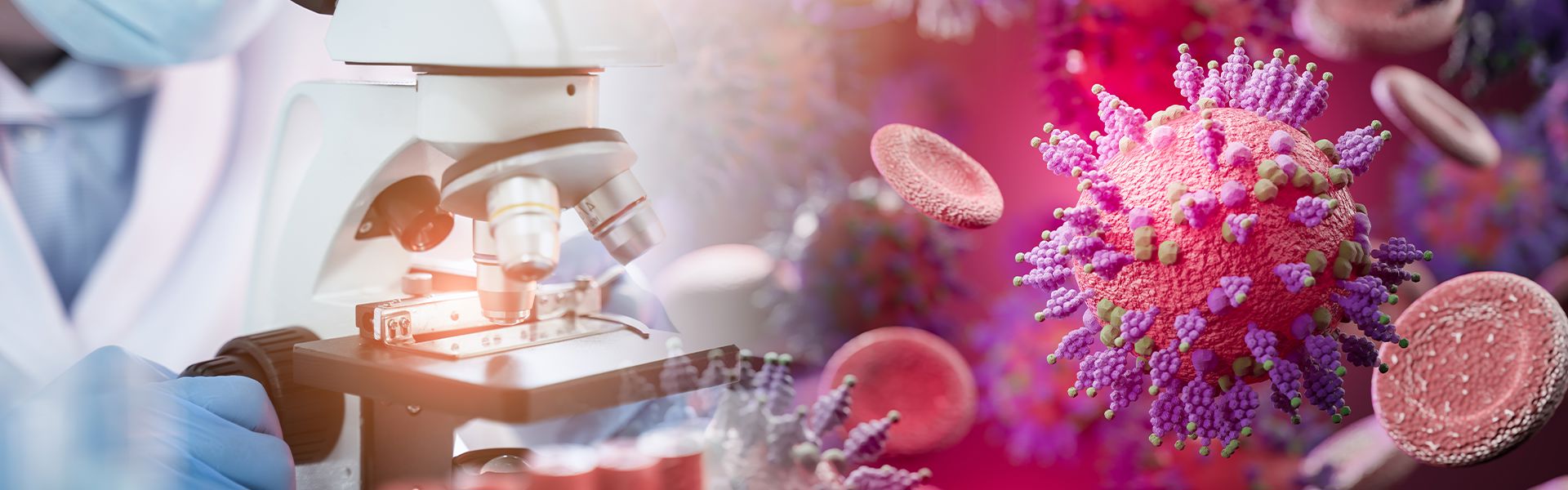 microscope and virus cells