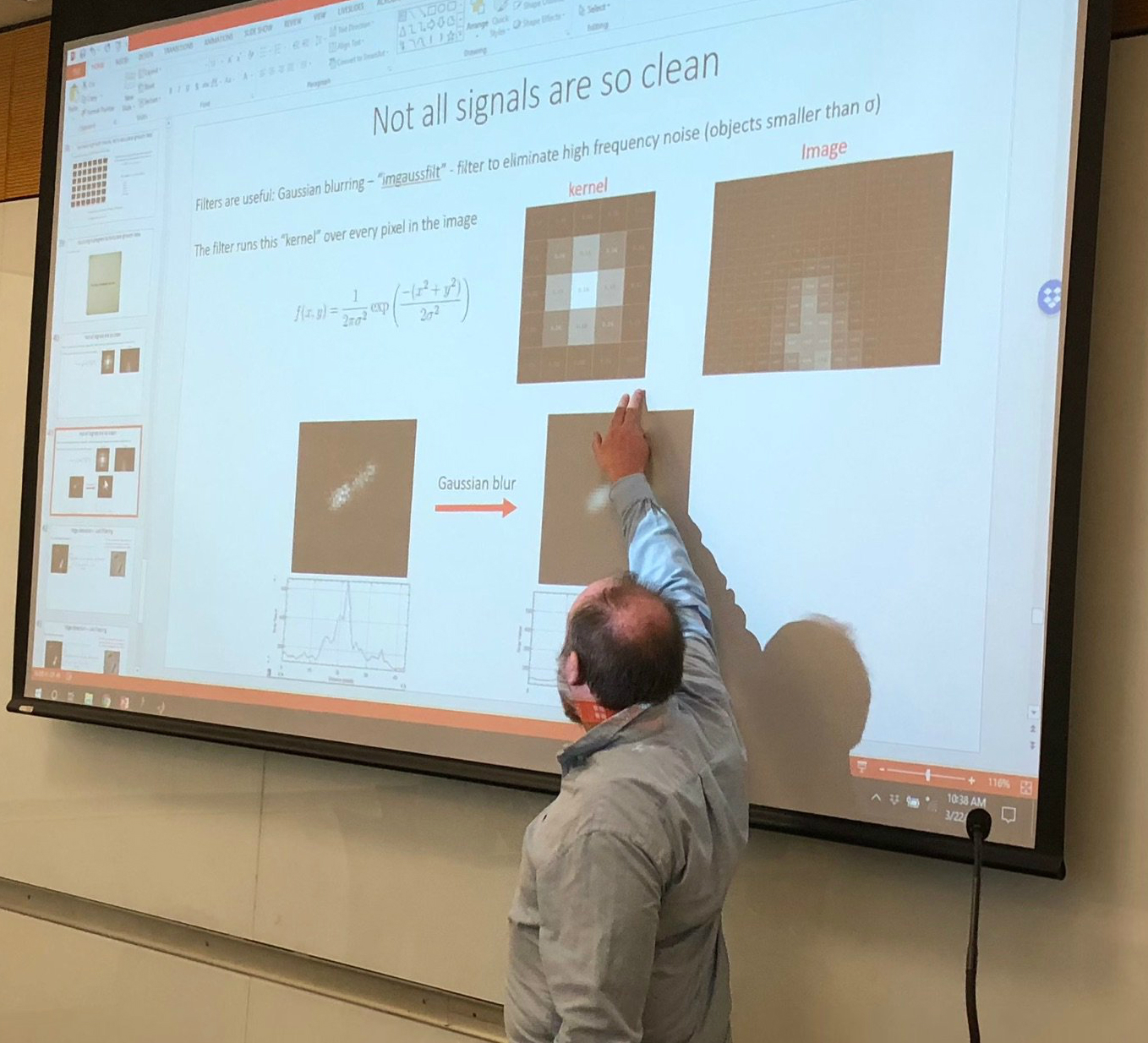 Dr. Rob Brewster lectures students on using MatLab for image processing.