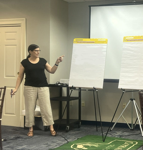 DSB Faculty member giving a chalk talk