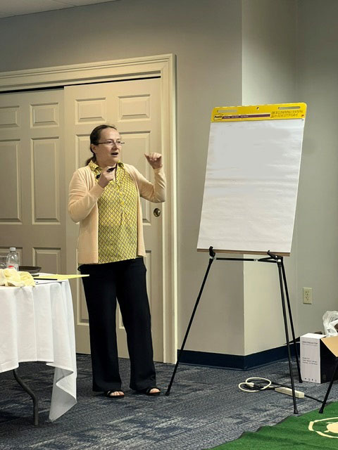 DSB Faculty member giving a chalk talk