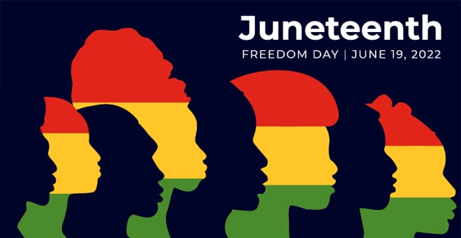 Image graphic for Juneteenth celebration on June 19, 2022. 