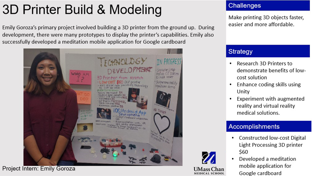 Emily Goroza 3D Printer Build & Modeling Internship Project Overview