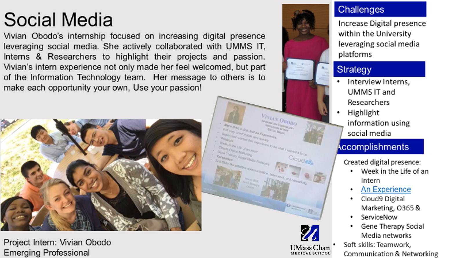 Vivian Obodo Social Media UMMS IT Internship Project