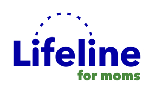logo text lifeline for moms with dots in semi circle