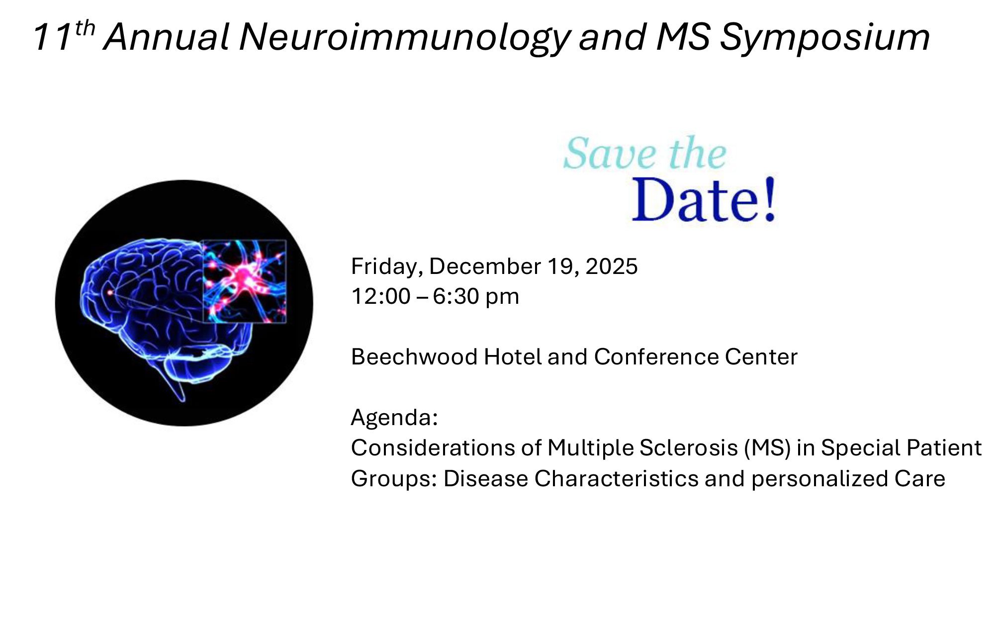 Neuroimmunology and MS Symposium save the data image