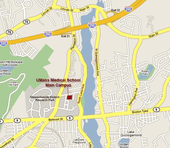 map of UMass Chan Medical School Main Campus at 55 Lake Ave North Worcester MA 01655