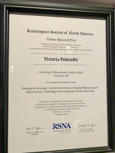 Victoria Podsiadlo RSNA Trainee Award