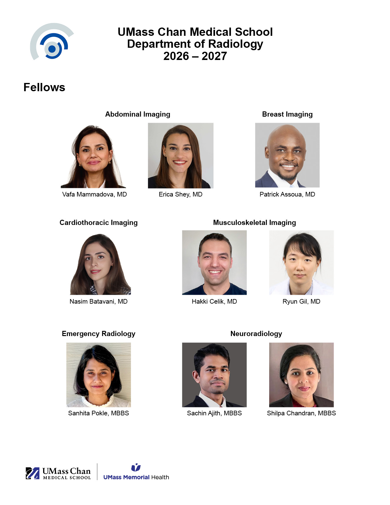 Radiology Fellows 2026-2027