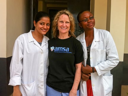 Anne Gilroy with Medical Students in Liberia
