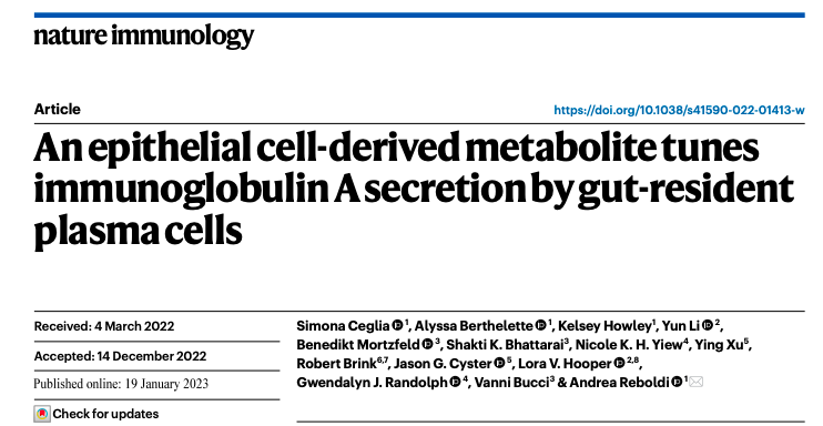 An epithelial cell-derived metabolite tunes immunoglobulin A secretion by gut-resident plasma cells