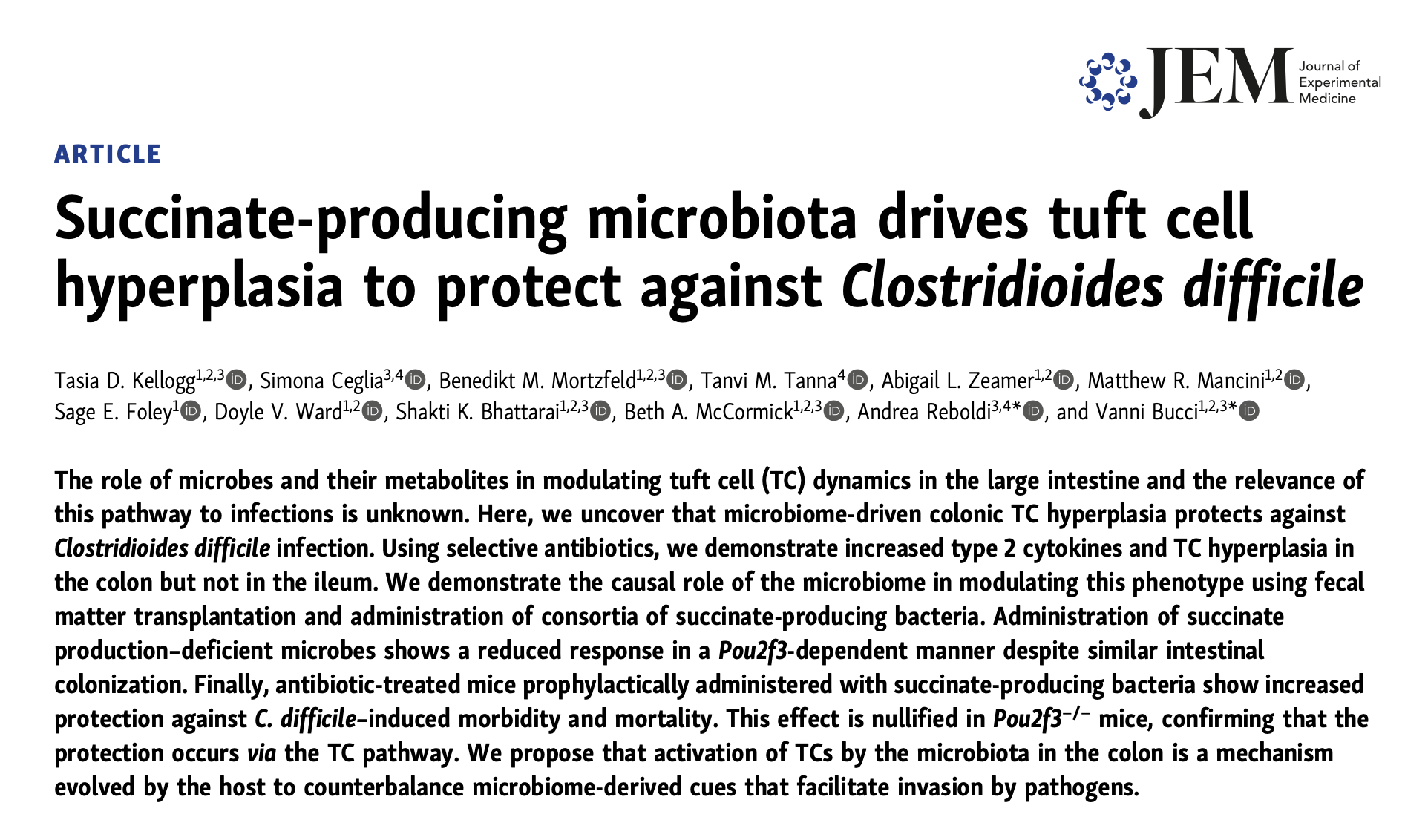 Succinate-producing microbiota drives tuft cell hyperplasia to protect against Clostridioides difficile