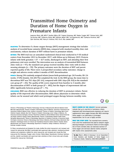 Transmitted Home Oximetry publication
