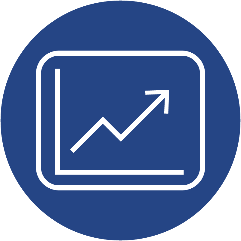 icon showing a chart with arrow going to for growth