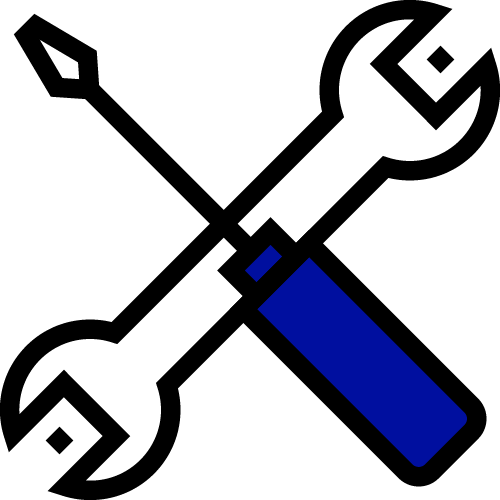 technical assistance icon screwdriver and wrench forming an X