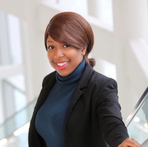young black woman with brown hair