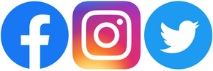 Instagram Facebook and Twitter icons