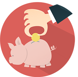 hand putting money into a piggy bank icon