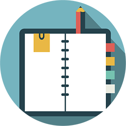 day planner with pen icon