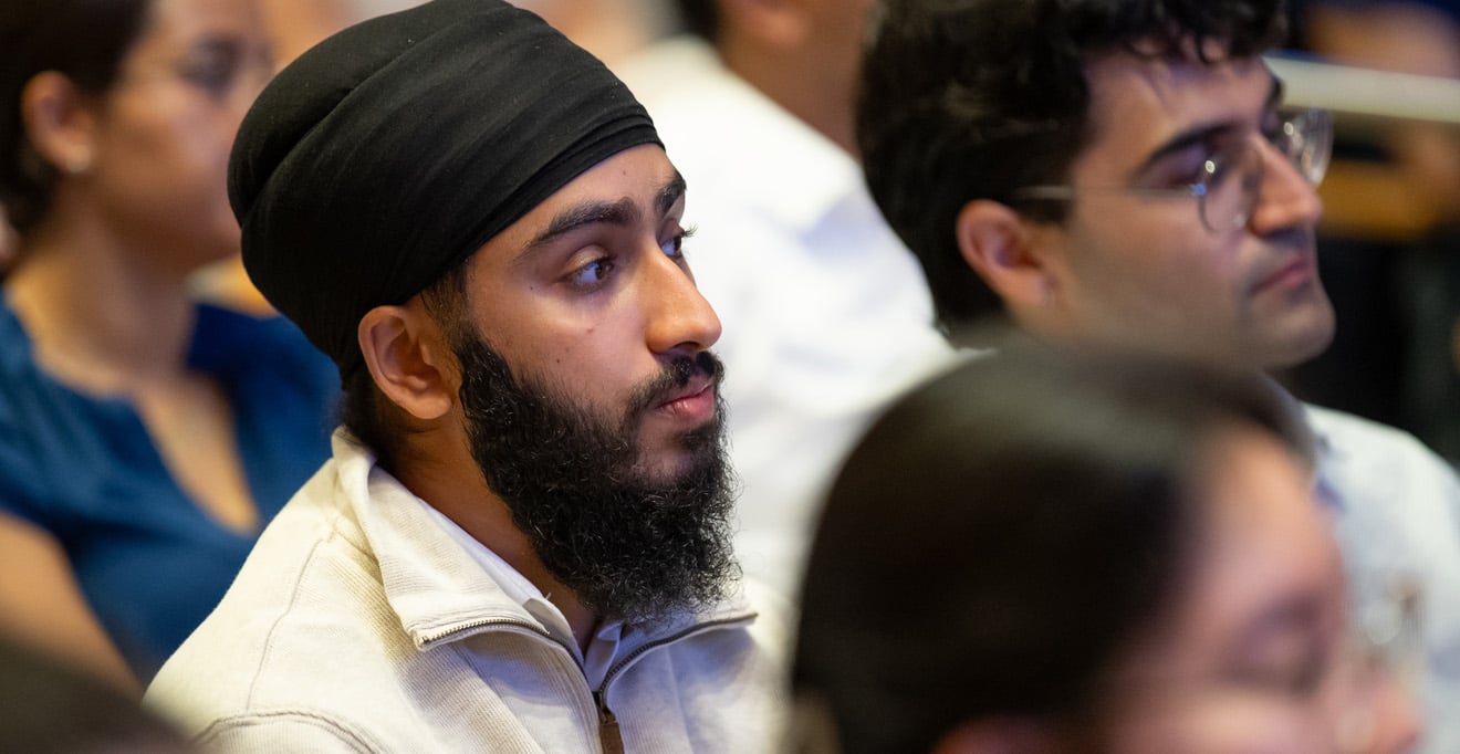 Jay Sethi, of Monroe, New York, is one of the 18 students in the T.H. Chan School of Medicine Class of 2030 from Northeastern University. Sethi, who is interested in oncology and neurology, found a sense of community during Accepted Students Day. 