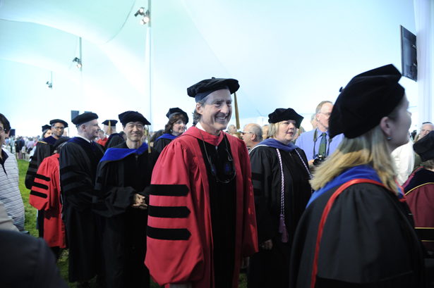 Nobel Laureate Craig C. Mello, PhD, processes with the faculty hooders.