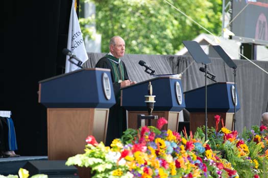 Chancellor Michael F. Collins delivers the commencement address lauding exceptional achievement amidst a pandemic.