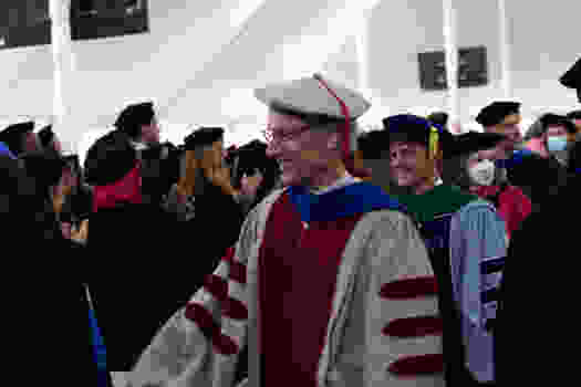 Victor R. Ambros, PhD, the Silverman Chair in Natural Sciences, in the faculty procession.