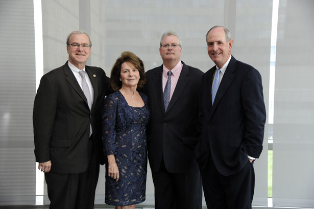 Dean Terence R. Flotte, Mary C. DeFeudis, John F. Keaney Jr., MD, and Chancellor Collins