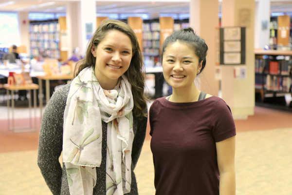 Corinne Ainsworth Gibbons (left) and Lucy Li are members of the UMMS Gold Humanism Honor Society chapter, which received a grant for the society’s Solidarity Week for Compassionate Patient Care. 