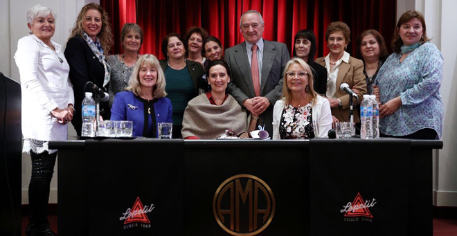Attendees of the Conference of Women Healthcare Professionals included, front row, left, Luanne Thorndyke, and back row, second from left, Shlomit Schaal.