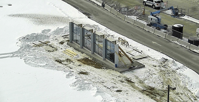 Visual mock-up of new education and research building glass on display ...