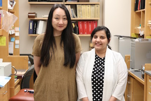 Jennifer Wang (left) and Natasha Qaisar are seeking pathways to prevent type 1 diabetes.