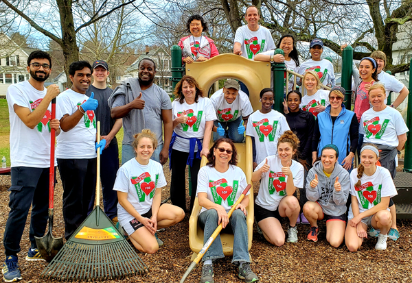  UMass Medical School volunteers for Working for Worcester Build Day at Lakeview Elementary School in the Worcester Public Schools North Quadrant