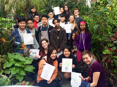 Youth members of the Worcester Refugee Assistance Project are pictured at Tower Hill Botanic Garden. 